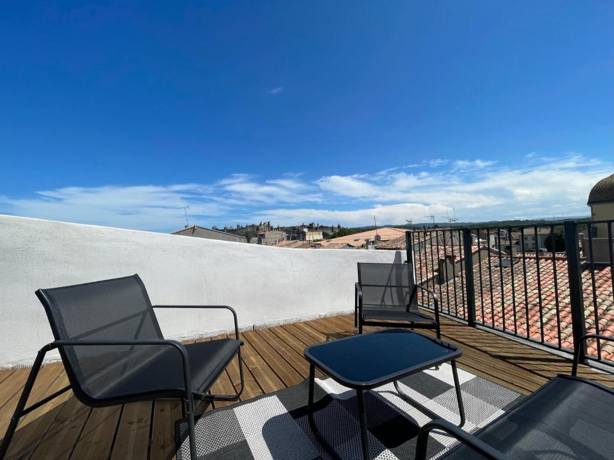 Rooftop N°38 - Rooms Et Studios - Vue Cite Medievale Carcassonne Buitenkant foto